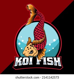 koi fish mascot logo vector illustration