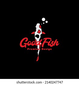 Koi fish minimalist colorful on dark logo design, vector graphic symbol icon illustration creative idea