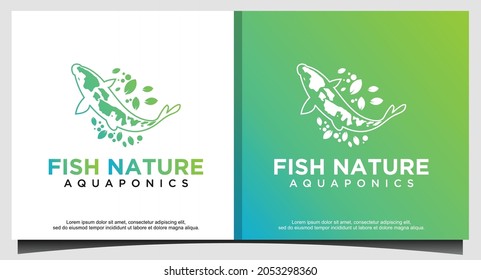 koi fish nature logo design illustration