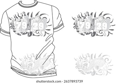 Koi Fish and Number Tattoo Design
