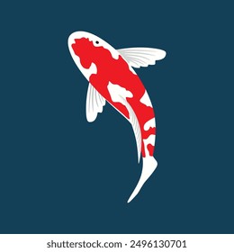 Koi fish on a blue background. Vector illustration of a Japanese carp.