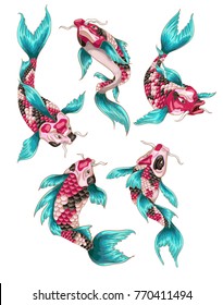 Koi fish on Japanese style for your design