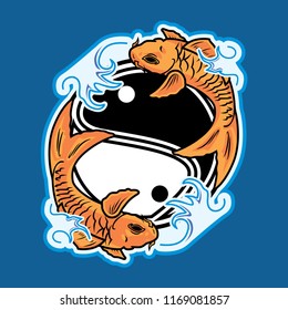 koi fish on yin yang illustrated