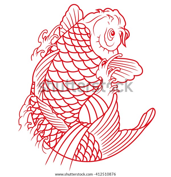 Koi Fish Outline Stock Vector (Royalty Free) 412510876