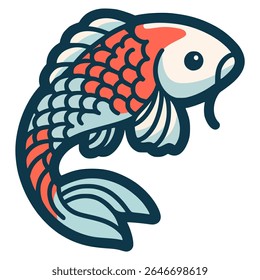koi fish pet wealth luck symbol animal flat color vector illustration template design