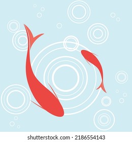 Pescado de Koi en una ilustración del estanque