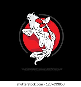 Koi fish with red circle background isolated vector illustration. Good for mascot,logo,symbol and decoration.