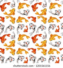 Koi fish seamless card template illustration