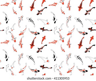 Koi Fish Seamless Pattern