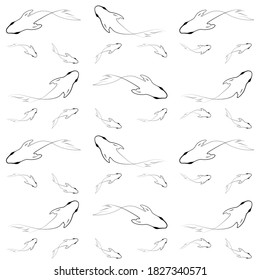 Koi fish seamless pattern vector illustration in minimalistic style 