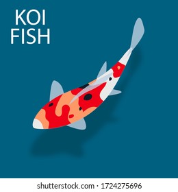 Koi Fish With Shadow Vector Illustration