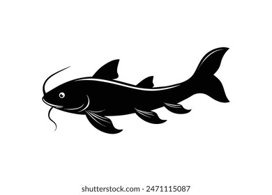 Koi fish silhouette black vector illustration