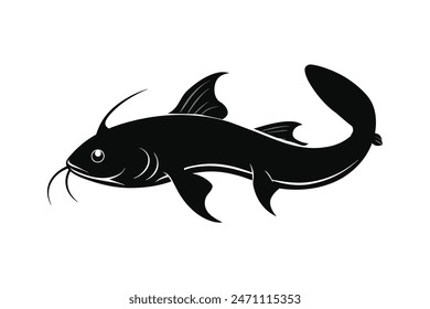 Koi fish silhouette black vector illustration 