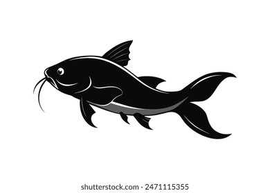 Koi fish silhouette black vector illustration 