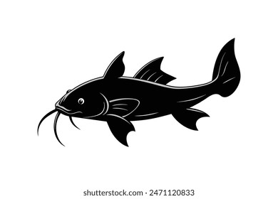 Silueta de pez koi Ilustración vectorial negra (5)