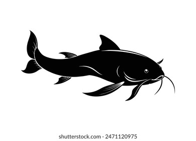 Koi fish silhouette black vector illustration