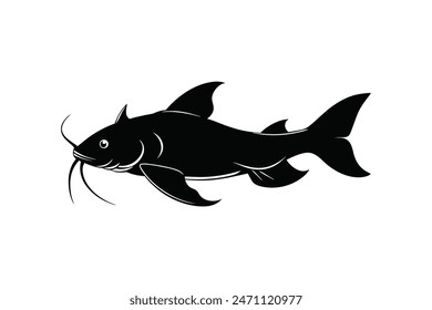 Koi fish silhouette black vector illustration