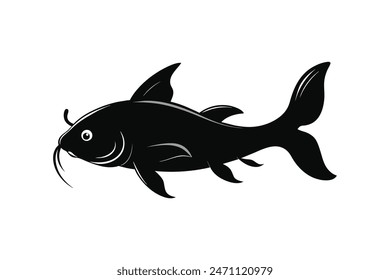 Koi fish silhouette black vector illustration