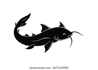 Koi fish silhouette black vector illustration