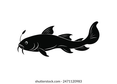 Koi fish silhouette black vector illustration