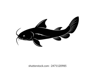 Koi fish silhouette black vector illustration