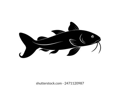 Koi fish silhouette black vector illustration