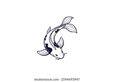 koi fish silhouette clip art vector illustration on a white background