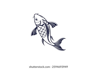 koi fish silhouette clip art vector illustration on a white background