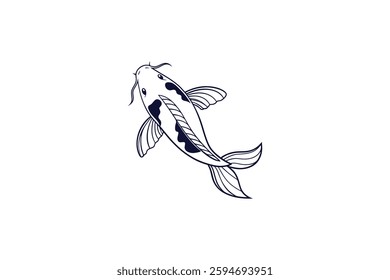 koi fish silhouette clip art vector illustration on a white background