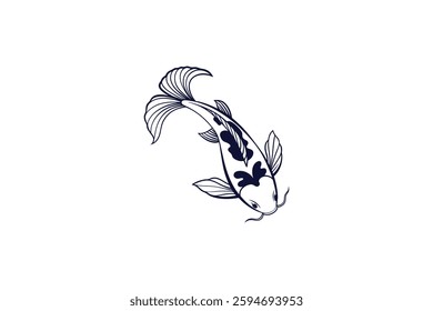 koi fish silhouette clip art vector illustration on a white background