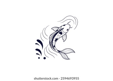 koi fish silhouette clip art vector illustration on a white background