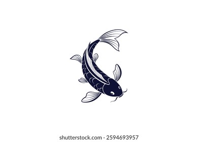 koi fish silhouette clip art vector illustration on a white background