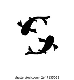 design de silhueta de peixe koi. Símbolo animal japonês.