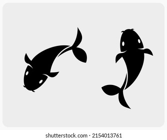 koi fish silhouette icon for web and app in vector illustration.