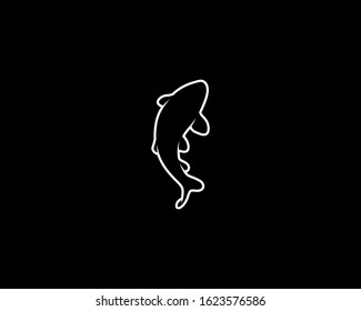 Koi Fish Silhouette on Black Background. Isolated Vector Animal Template for Logo Company, Icon, Symbol etc