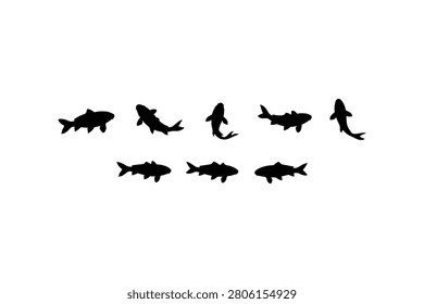 Koi Fish Silhouette Vector Collection Set