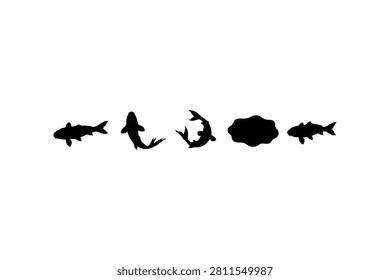Koi Fish Silhouette Vector Collection Set