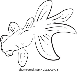 Koi-Fischskizze, Vektorgrafik mit schwarzen Linien