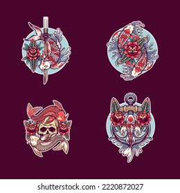 Koi Fish Sticker Illustration Pack
