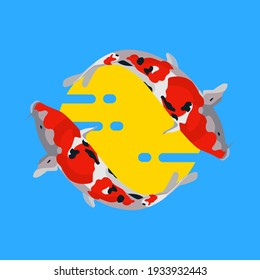 koi fish is a symbol of prosperity. Vector illustration of koi fish in red and black with light blue background. eps file
