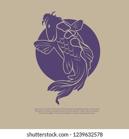 Koi fish tatoo vector illustration.
