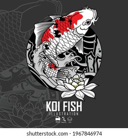 KOI FISH TATTOO ILLUSTRATION,READY FORMAT EPS 10