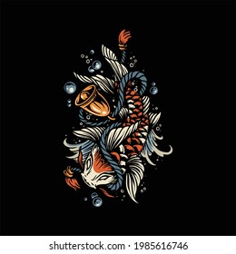 koi fish tattoo vector design