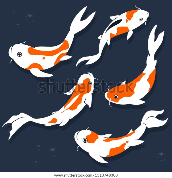 Koi Fish Vector Cartoon Flat Set Stock Vector (Royalty Free) 1310748308 ...