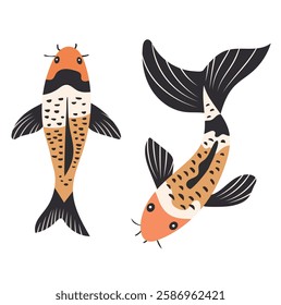 Koi fish. Vector clipart illustration on isolated background.