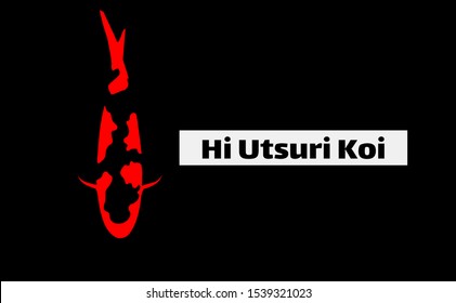 koi fish vector in the dominant black and red colour of koi. elegant koi image drawing of hi-utsuri japan variety.