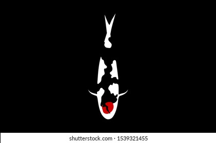 koi fish vector in the dominant black white and red colour of koi. elegant koi image drawing of tancho showa japan variety.