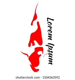 koi fish vector in the dominant red and white colour of koi. elegant koi image vector