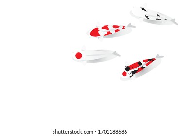 Antecedentes aislados de vectores de peces Koi