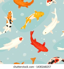 Koi fish vector illustration japanese carp and colorful oriental koi in Asia set of Chinese goldfish and traditional fishery isolated background